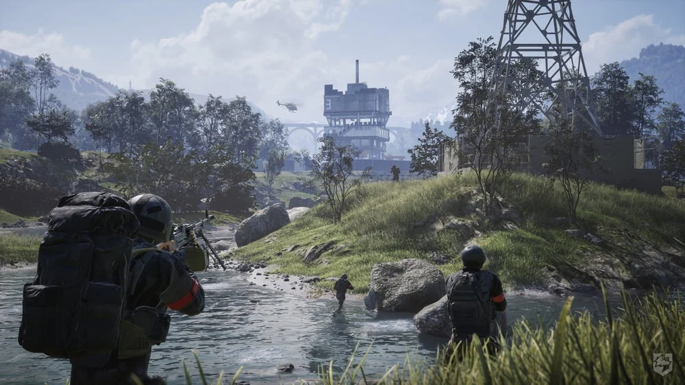 WARDOGS squad crossing a river toward a battlefield control point
